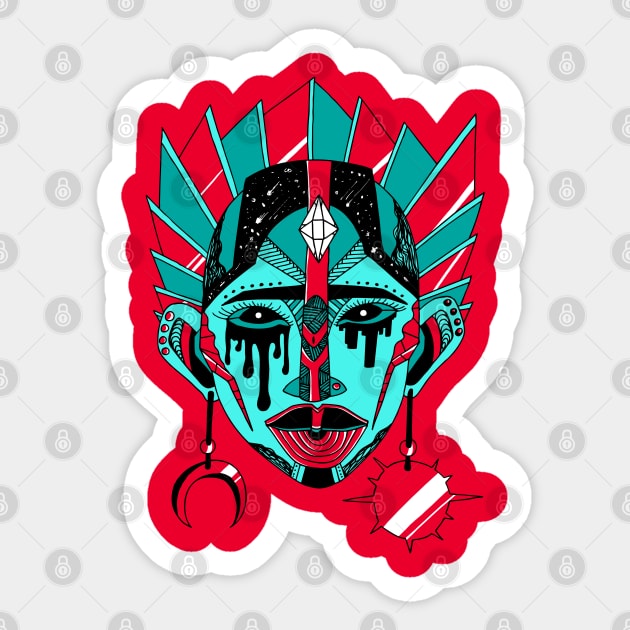 Turqred African Mask No 12 Sticker by kenallouis